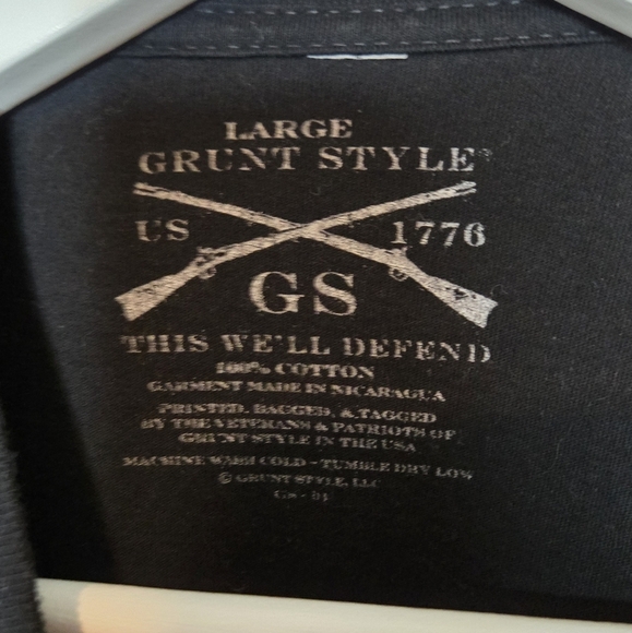 Grunt Style Mens L T Shirt American Flag Skull Military Civil Service Black USA - Picture 4 of 7